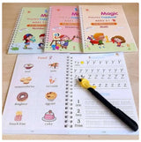 Magic Practice Copybook Set of 4 – Reusable Handwriting & Calligraphy Tracing Books for Kids