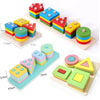 Montessori Wooden Geometric Shapes Blocks for Toddlers – Colorful Educational Shape Sorting Toy