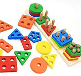 Montessori Wooden Geometric Shapes Blocks for Toddlers – Colorful Educational Shape Sorting Toy
