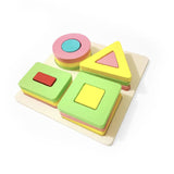 Montessori Wooden Geometric Shapes Blocks for Toddlers – Colorful Educational Shape Sorting Toy