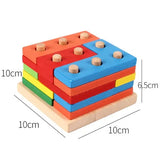 Montessori Wooden Geometric Shapes Blocks for Toddlers – Colorful Educational Shape Sorting Toy