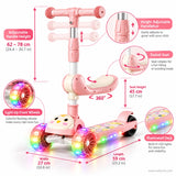 Pink Chick Kids Scooter with Removable Seat & LED Wheels