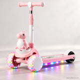 Pink Dinosaur Kids Scooter with LED Light-Up Wheels & Music