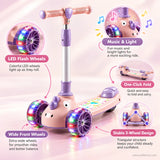 Pink Kids Scooter for Girls with LED Light-Up Wheels & Music