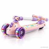 Pink Kids Scooter for Girls with LED Light-Up Wheels & Music