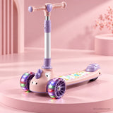 Pink Kids Scooter for Girls with LED Light-Up Wheels & Music