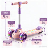 Pink Kids Scooter for Girls with LED Light-Up Wheels & Music