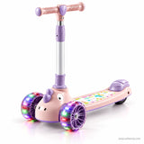 Pink Kids Scooter for Girls with LED Light-Up Wheels & Music