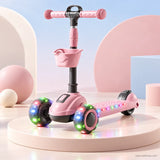 Pink Kids Scooter with Front Basket & Light-Up Wheels