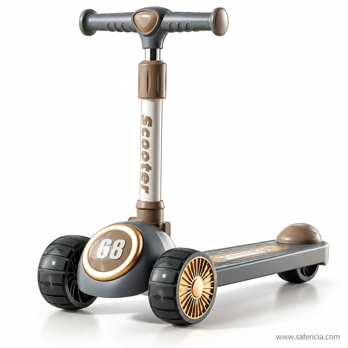 Racing 68 Kids Scooter with Gold Wheel Hubs – Slate Grey