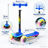 Royal Blue Rainbow LED Deck Kids Scooter with Light-Up Wheels