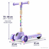 Rainbow Letter Kids Scooter with LED Light-Up Wheels & Music