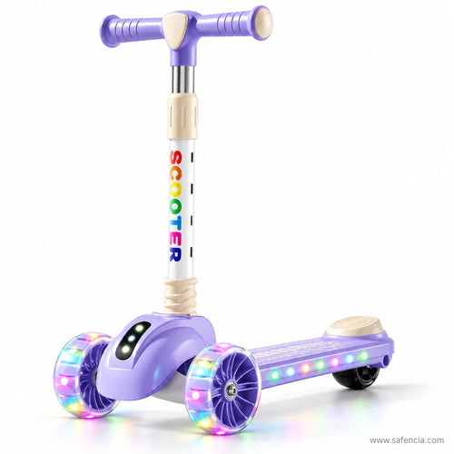 Rainbow Letter Kids Scooter with LED Light-Up Wheels & Music