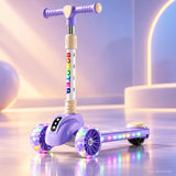 Rainbow Letter Kids Scooter with LED Light-Up Wheels & Music