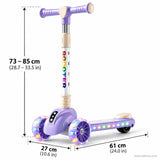 Rainbow Letter Kids Scooter with LED Light-Up Wheels & Music