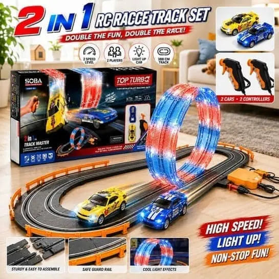 2-in-1 RC High Speed Track Set with LED Lights