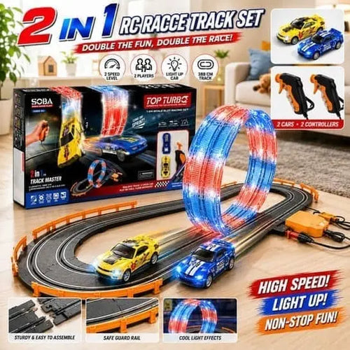 2-in-1 RC high speed track set with LED lights
