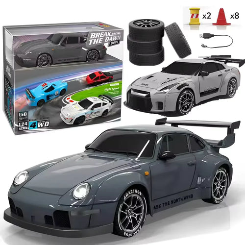 RC Drift Porsche 911 | Remote Control 4 Wheel Drive Drift Car | 1:24 Scale High Speed Car With Cones & Replaceable Tyres