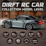 RC Drift Porsche 911 | Remote Control 4 Wheel Drive Drift Car | 1:24 Scale High Speed Car With Cones & Replaceable Tyres