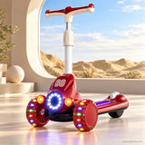 Red Racing Kids Scooter with LED Light Ring & Music