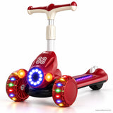 Red Racing Kids Scooter with LED Light Ring & Music
