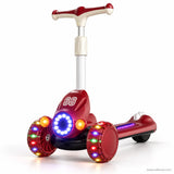 Red Racing Kids Scooter with LED Light Ring & Music