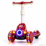 Red Racing Kids Scooter with LED Light Ring & Music