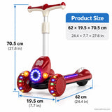 Red Racing Kids Scooter with LED Light Ring & Music