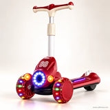 Red Racing Kids Scooter with LED Light Ring & Music