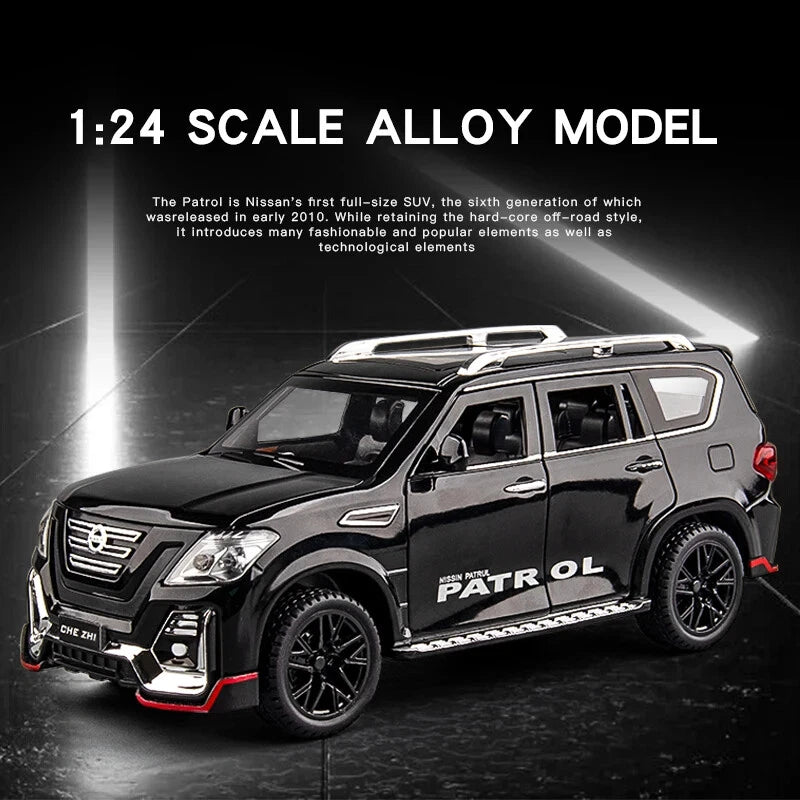 1:24 Diecast Nissan Patrol SUV Model Car – Pull-Back with Lights & Sound