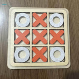 Wooden Sensory Tic Tac Toe Puzzle Board Game for Kids – Classic X & O Strategy Toy