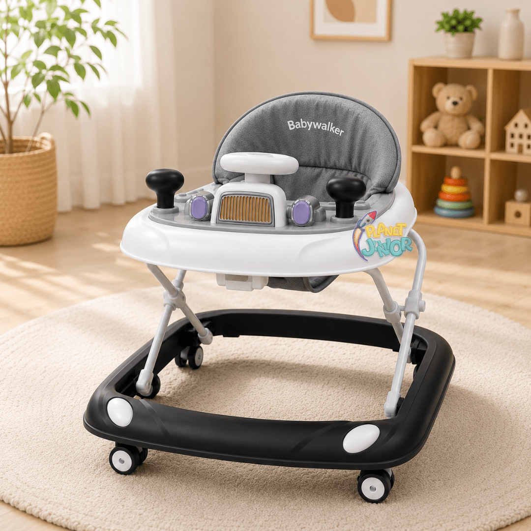 Foldable Baby Learning Walker with Steering-Wheel Activity Tray