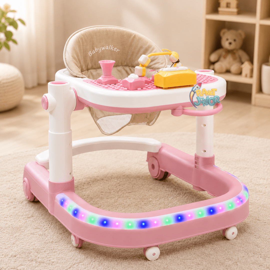 Foldable 3-in-1 Baby Walker with RGB Lights & Music