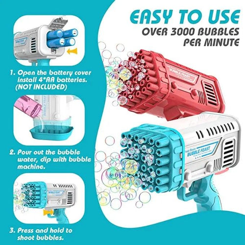 Space Rocket Bazooka Bubble Gun – Electric Automatic Bubble Maker for Kids