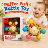 Spinning Puffer Fish Baby Rattle Teether Sensory Toy for Infants