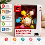 Spinning Puffer Fish Baby Rattle Teether Sensory Toy for Infants
