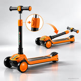 Orange Sporty Racing Kids Scooter with LED Light-Up Wheels & Music