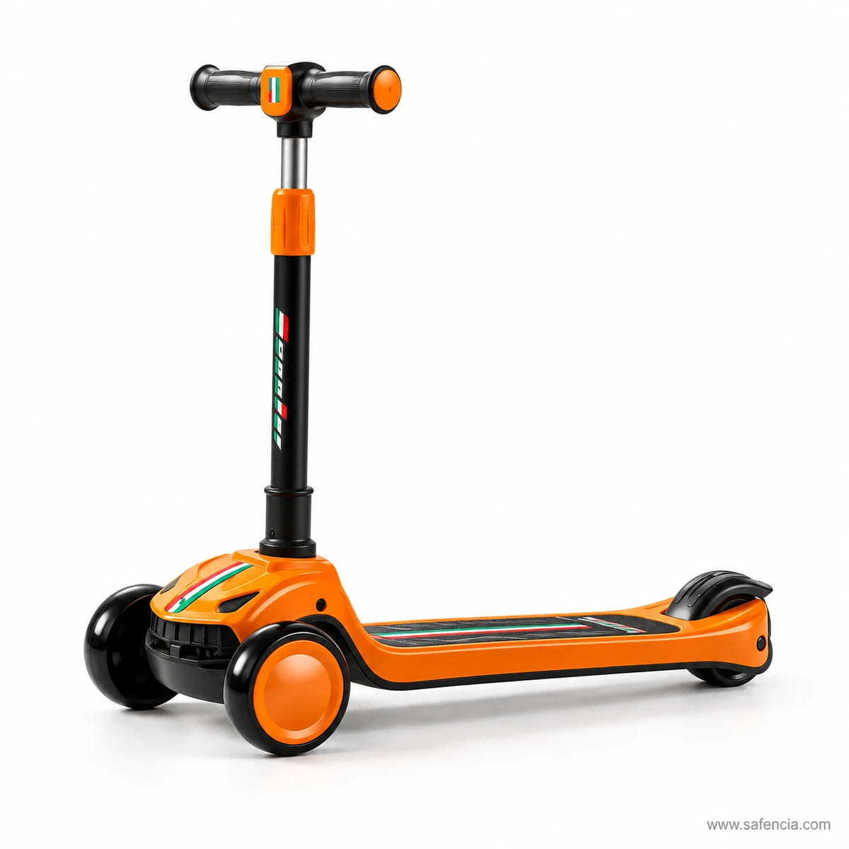 Orange Sporty Racing Kids Scooter with LED Light-Up Wheels & Music