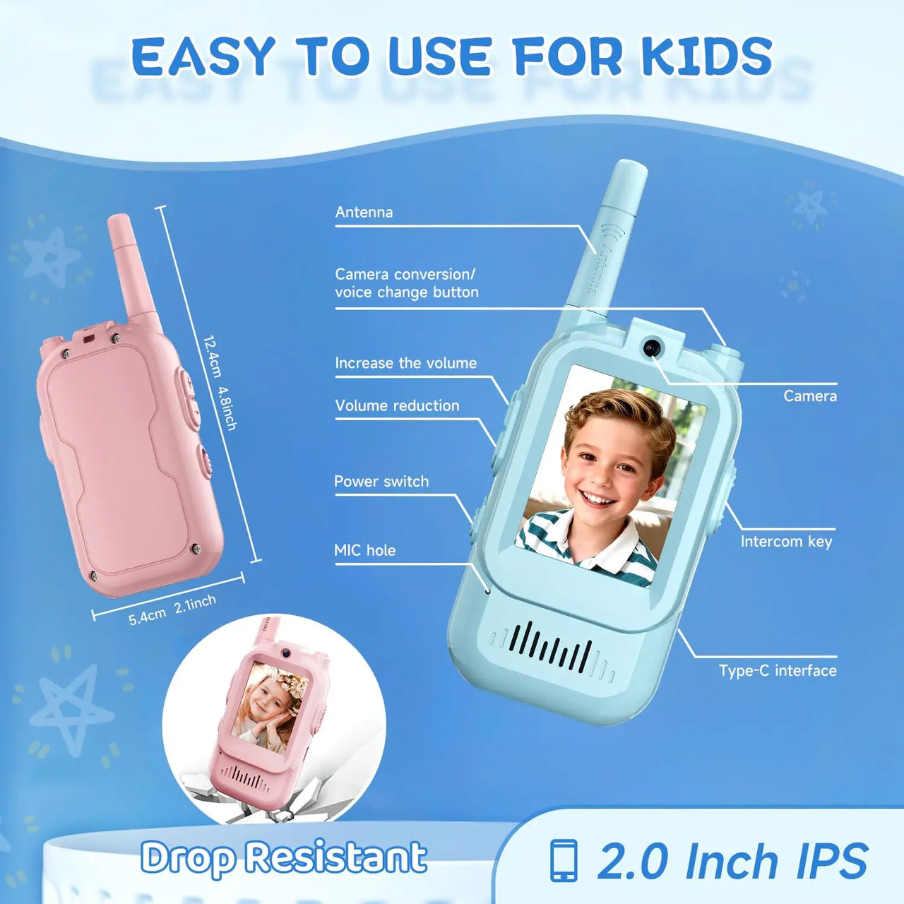 Strong signal kids walkie talkie