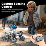 Stunt Spray RC Robot Dog with Watch & Remote Control | 8-Wheel LED 360° Stunts