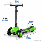 Green Supercar Style Kids Scooter with Light-Up Wheels
