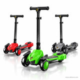 Green Supercar Style Kids Scooter with Light-Up Wheels