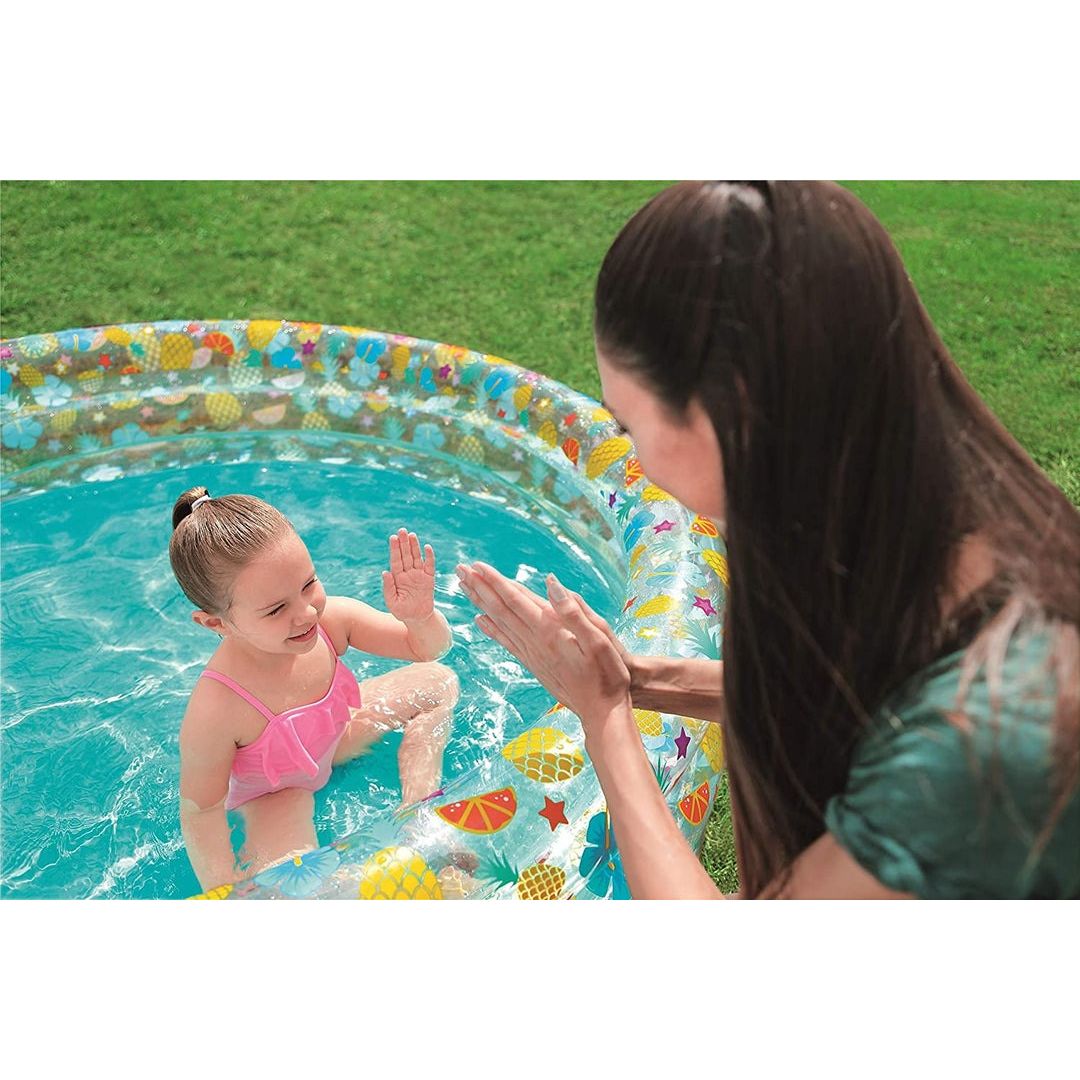 BESTWAY Ocean Life Kids Pool 4.11ft | Transparent Inflatable Pool