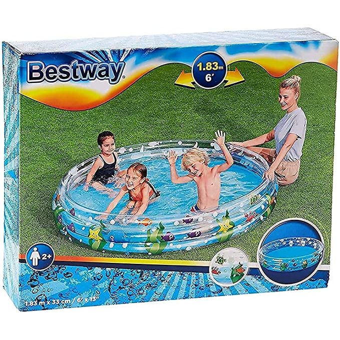 BESTWAY 3 Ring Kids Pool 6ft | Deep Inflatable Splash Pool