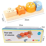 Wooden Shape Sorter - 4 Column Sorting Toy for Toddlers