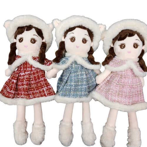 Premium Soft Plush Winter Girl Doll with Hood & Cape – 65 CM
