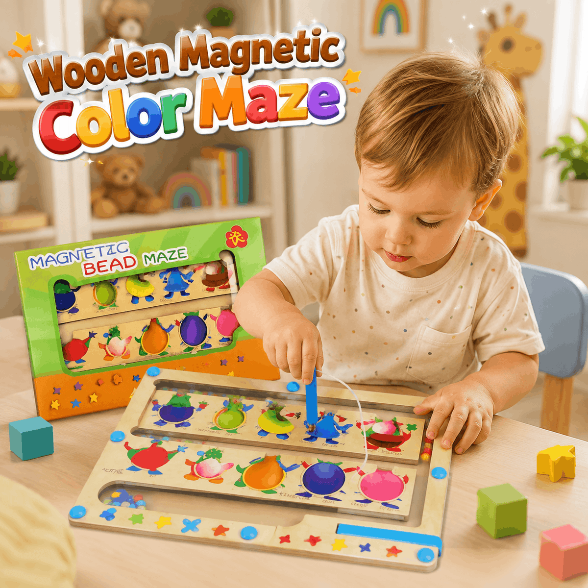 Wooden Magnetic Color Maze for Kids