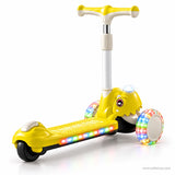 Yellow Dinosaur Kids Scooter with Light-Up Wheels & Music
