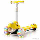 Yellow Dinosaur Kids Scooter with Light-Up Wheels & Music
