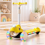Yellow Dinosaur Kids Scooter with Light-Up Wheels & Music